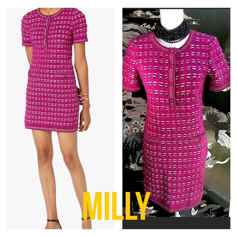 💕HOST PICK💕MILLY Magenta Tweed Stretch Dress. B6